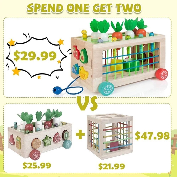 Winique Wooden Montessori Vegetable Garden Playset for Kids - Picture 3 of 7